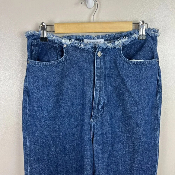 WeWoreWhat Frayed Straight Leg Jeans Size 29 True Blue Indigo Denim High Rise - Picture 5 of 11
